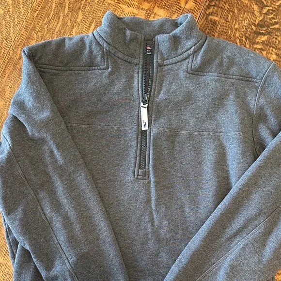 Vineyard Vines Men's Charcoal 1/4 Zip-Up Sweater Sweatshirt Top Sticking Sz S - Picture 5 of 7